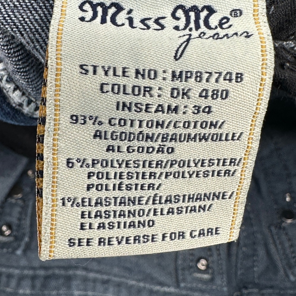 Miss Me Bootcut Jeans Women 30 Blue Dark Wash Embellished Mid Rise Y2K MP8774B - Picture 10 of 12